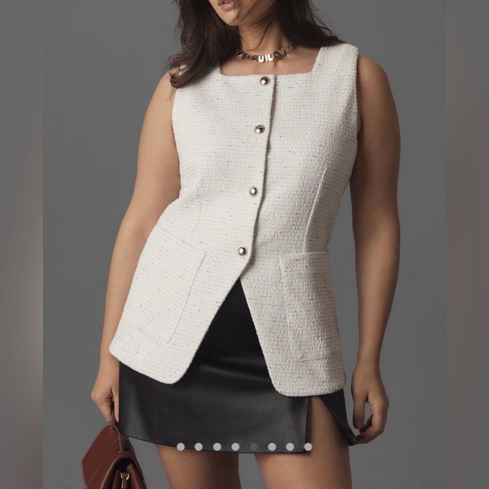 Anthropologie Maeve Square Neck Tweed Vest NWT! - Picture 2 of 16